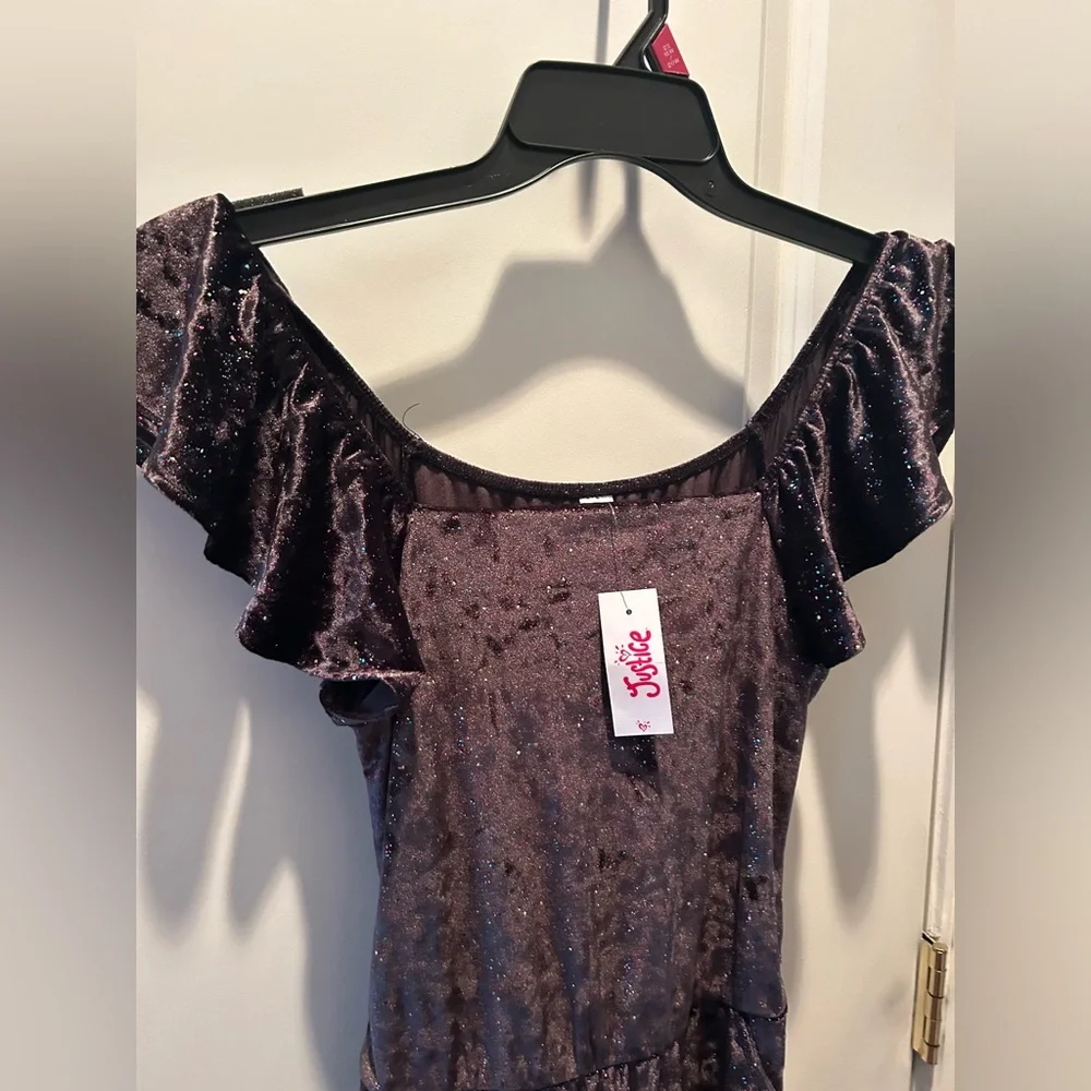 Justice Girls Sparkling Crushed Velvet Jumpsuit NWT Size 12